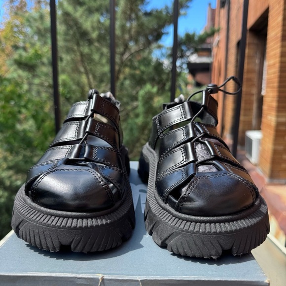 New Miista E8 Eunice Black Leather Platform Sandals Shoes Size US 7.5 / EU 38 - Picture 5 of 14